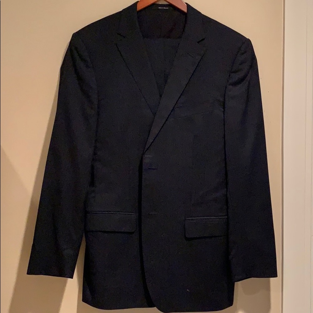 Z Zegna Navy Pinstriped Suit